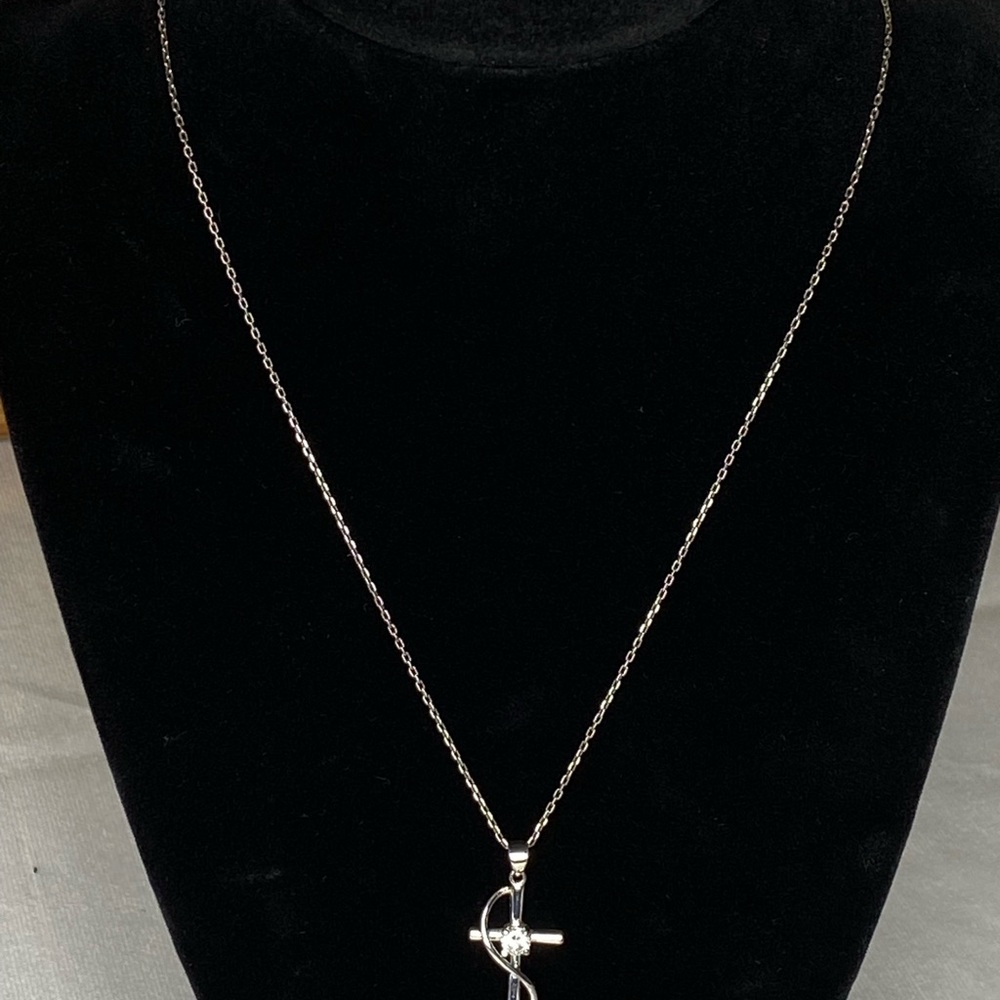 Silver Pendant Pave Diamond Necklace